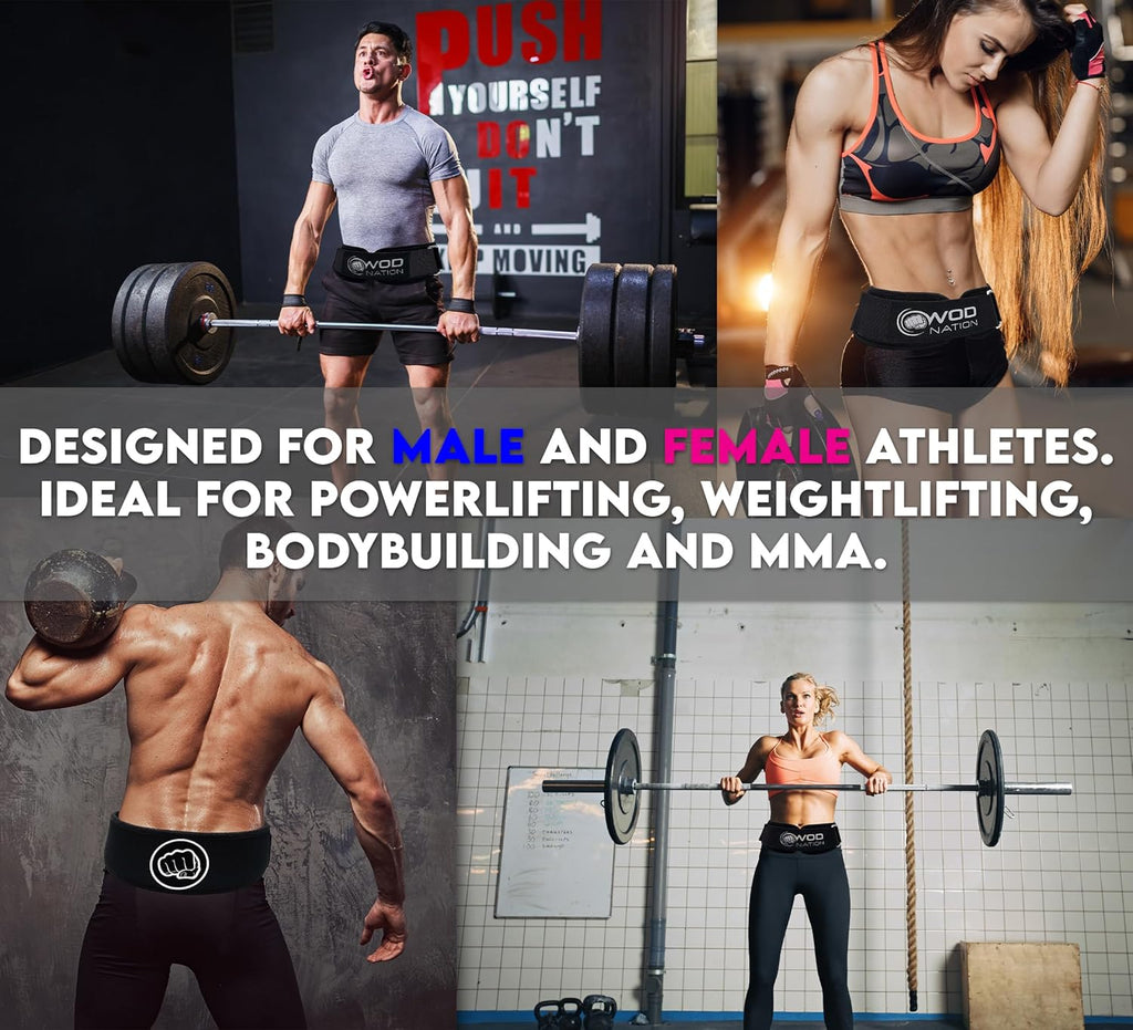 Weight Lifting Belt - 4 Inch Firm Support Nylon Weightlifting Belt for Deadlift, Squat & Powerlifting - Gym Belts for Men & Women - Great for Your Strength Training Equipment and Workout